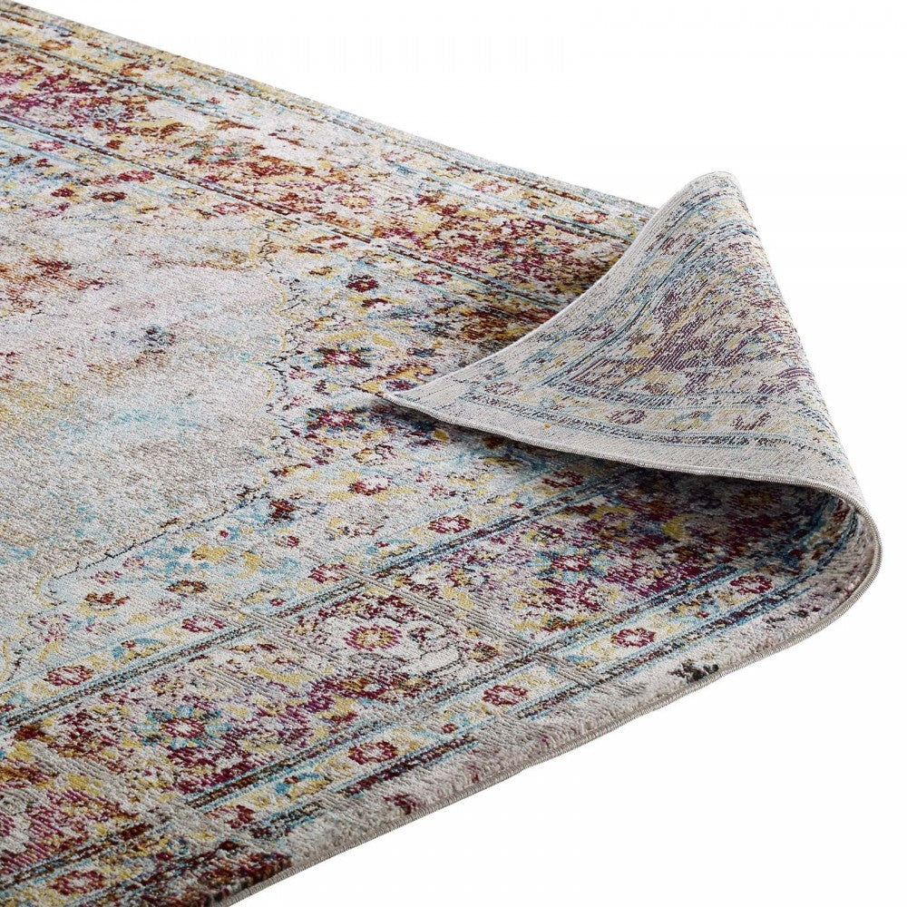 Success Merritt Transitional Distressed Floral Persian Medallion 5x8 Area Rug