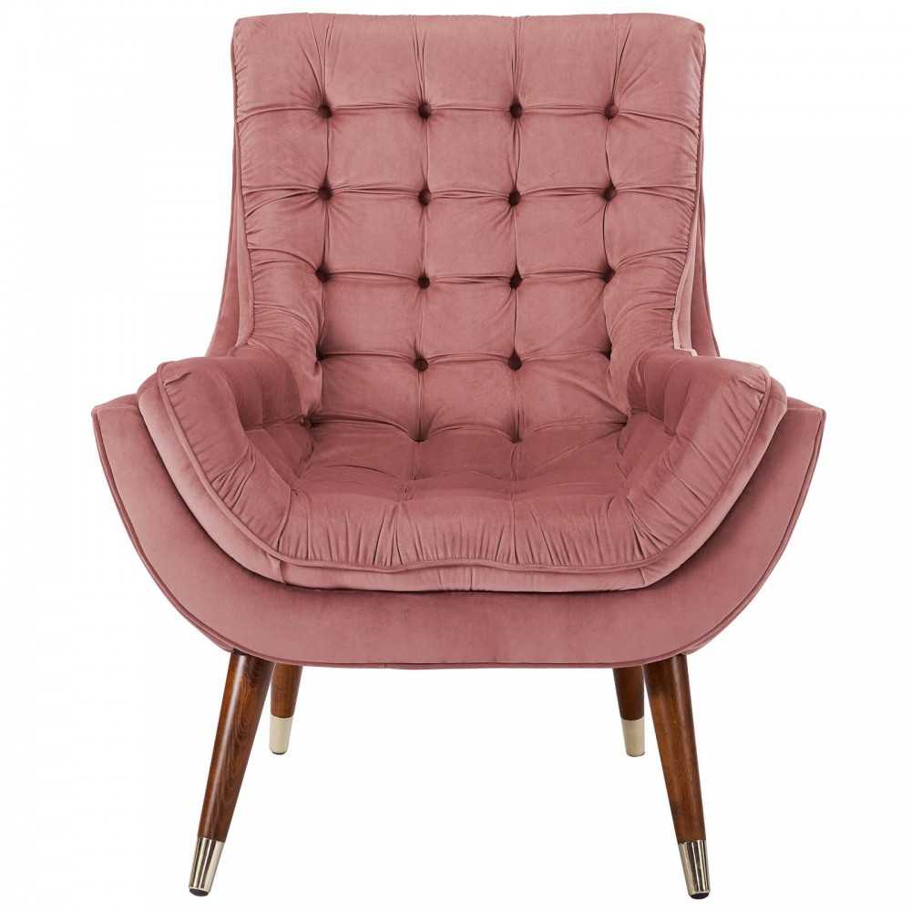 Suggest Button Tufted Performance Velvet Lounge Chair, Dusty Rose