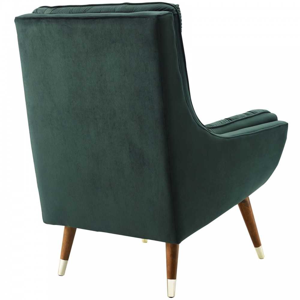 Suggest Button Tufted Performance Velvet Lounge Chair, Green