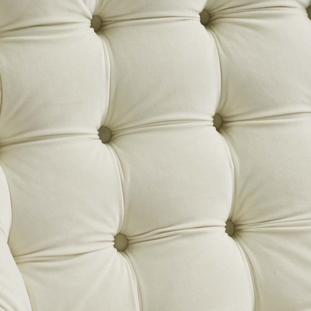 Suggest Button Tufted Performance Velvet Lounge Chair, Ivory