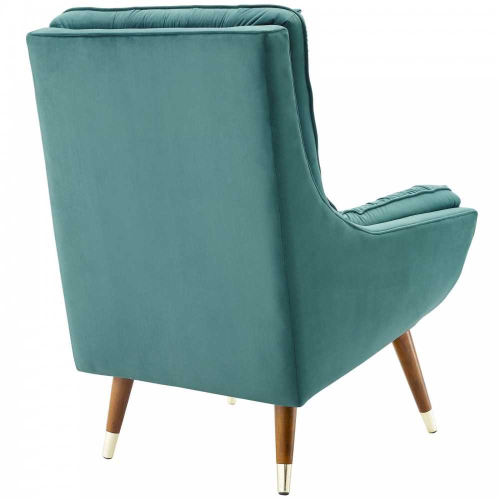 Suggest Button Tufted Performance Velvet Lounge Chair, Teal