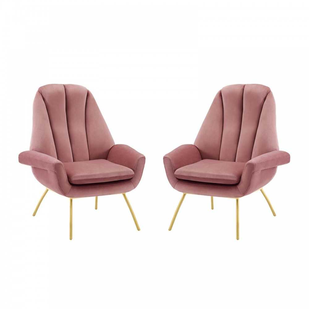Summit Armchair Performance Velvet Set of 2, Dusty Rose