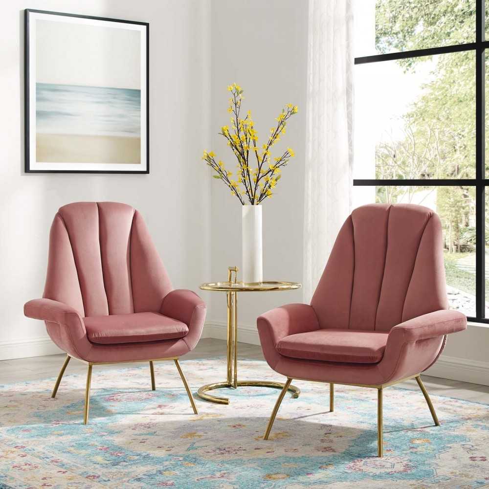 Summit Armchair Performance Velvet Set of 2, Dusty Rose