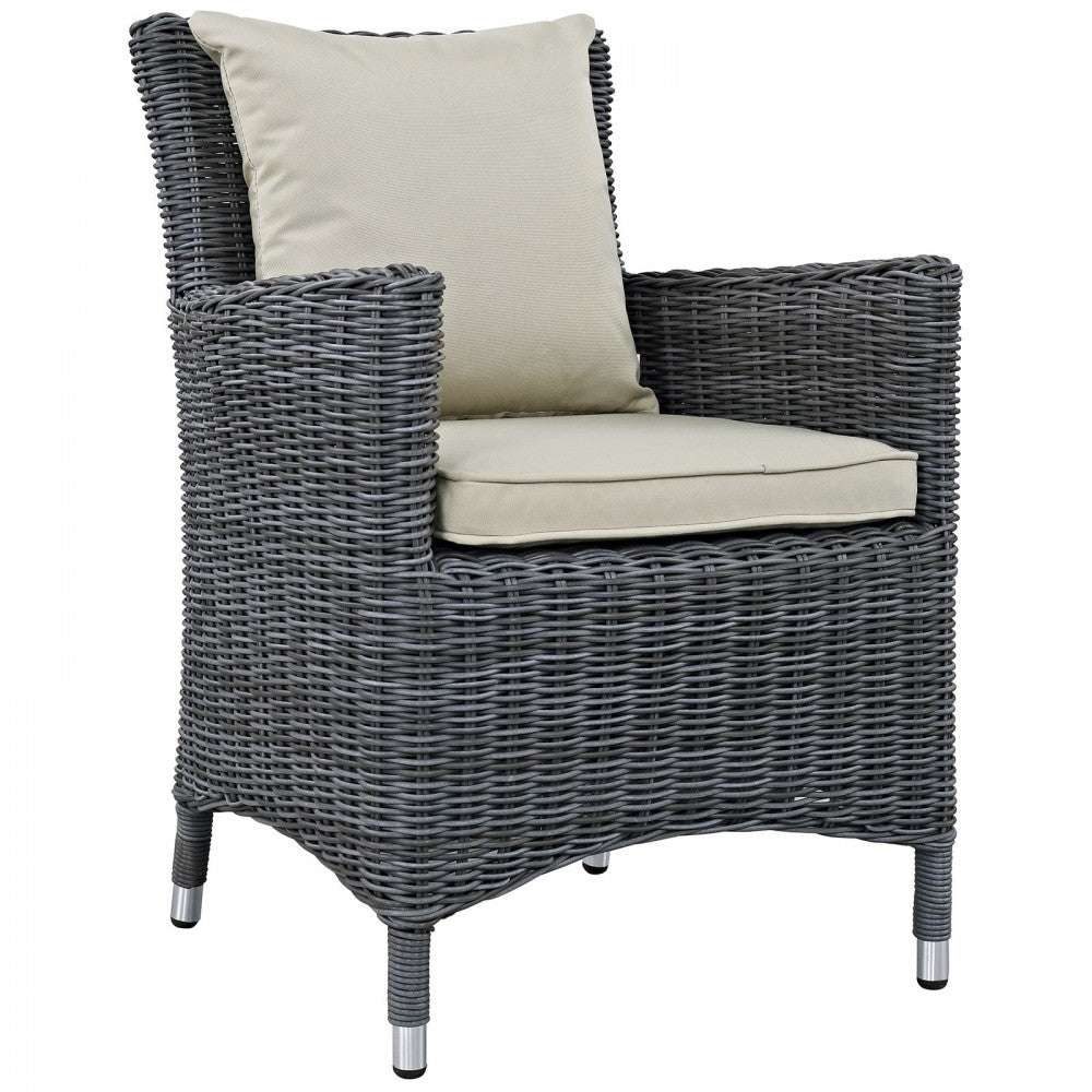 Summon 2 Piece Outdoor Patio Sunbrella Dining Set, Antique Canvas Beige