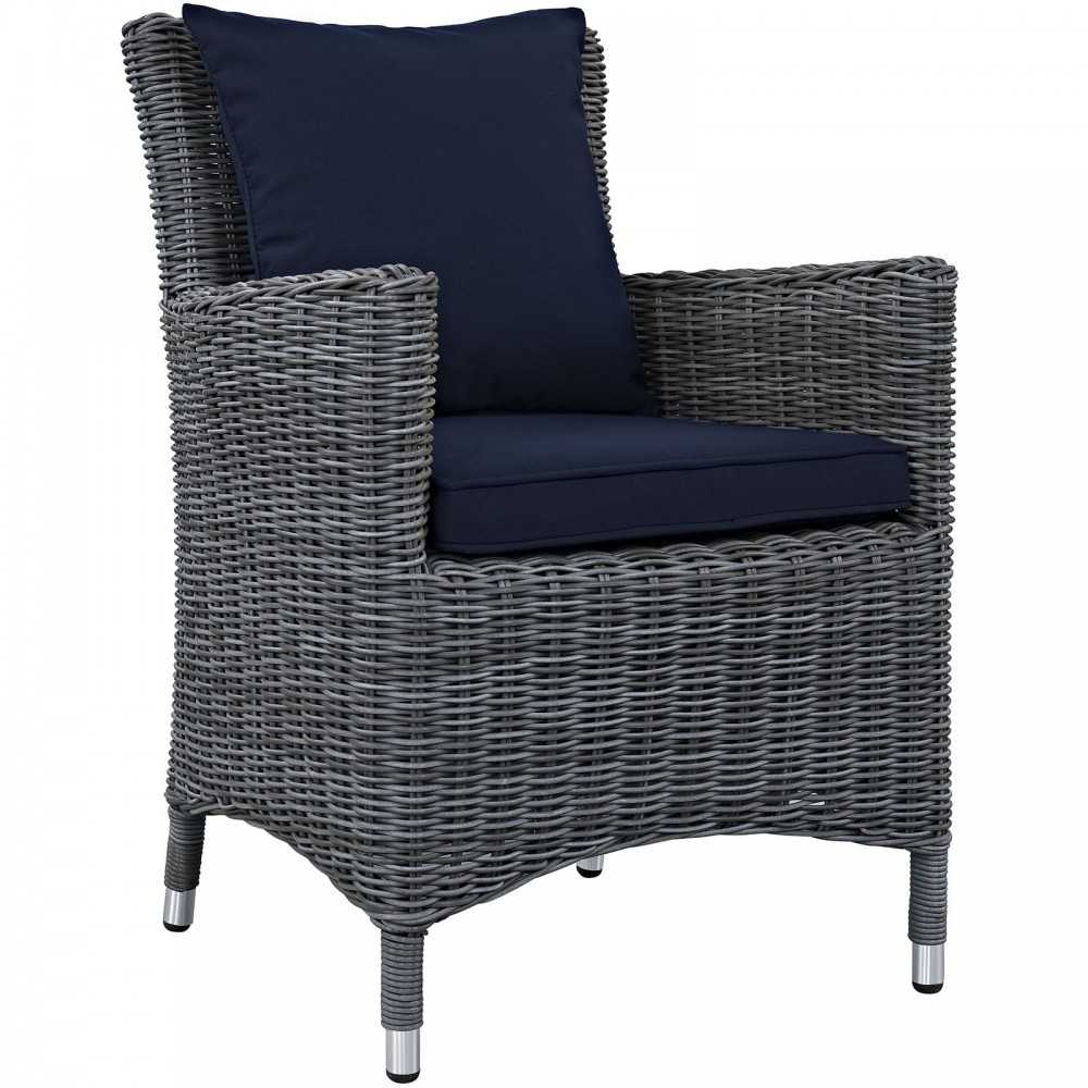 Summon 4 Piece Outdoor Patio Sunbrella Dining Set, Canvas Navy