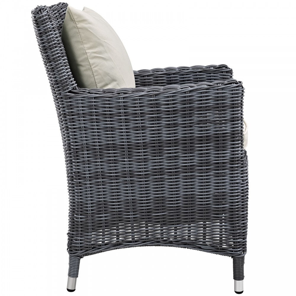 Summon 8 Piece Outdoor Patio Sunbrella Dining Set, Antique Canvas Beige