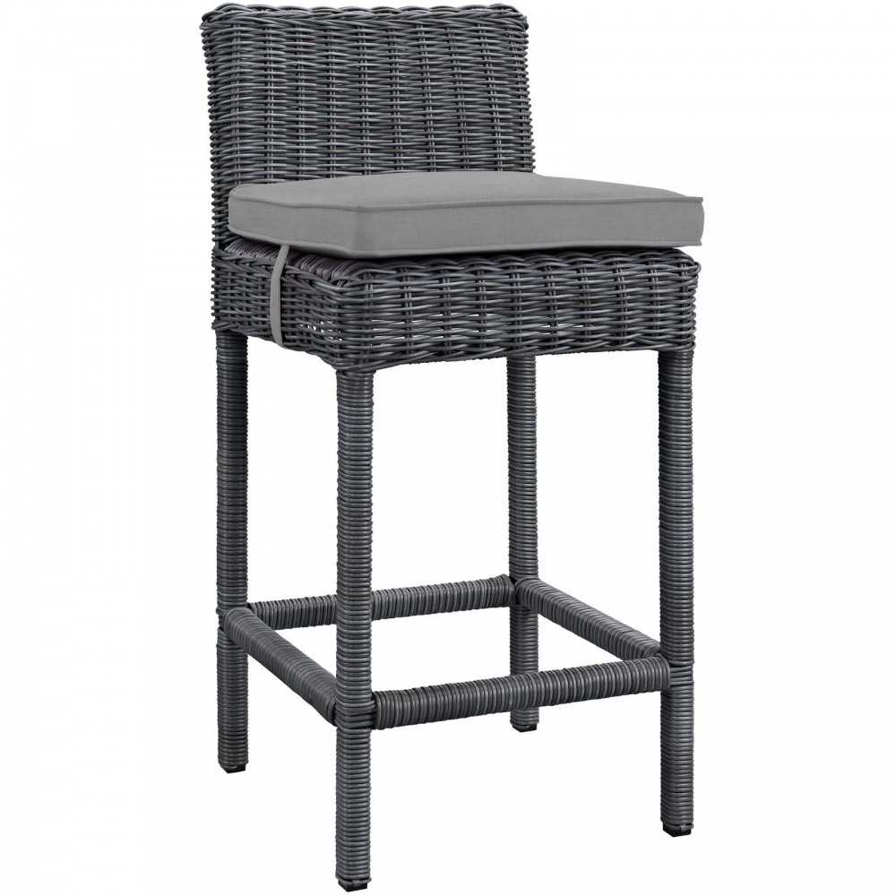 Summon Bar Stool Outdoor Patio Sunbrella Set of 4, Canvas Gray