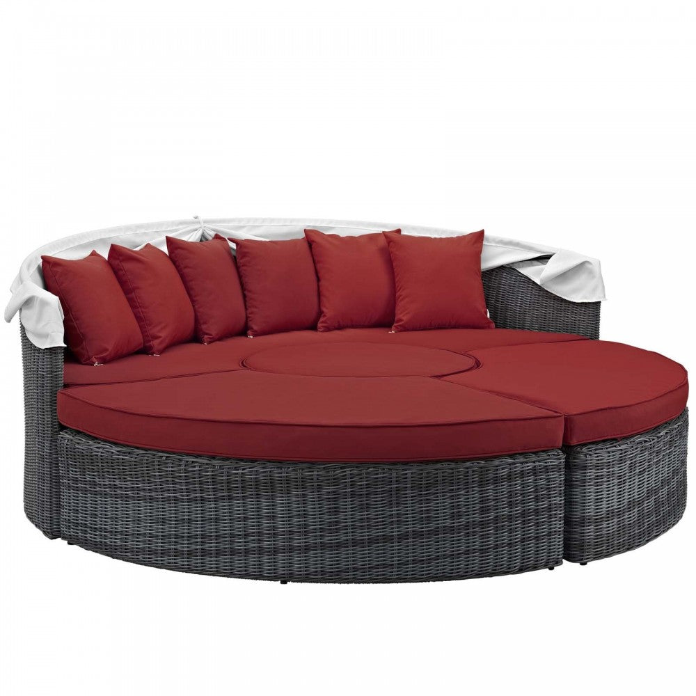 Summon Canopy Outdoor Patio Sunbrella Daybed, Canvas Red