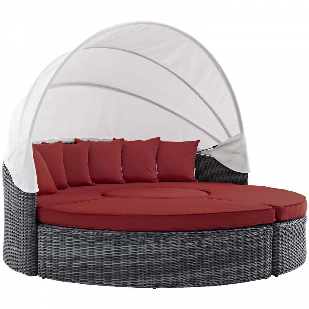 Summon Canopy Outdoor Patio Sunbrella Daybed, Canvas Red