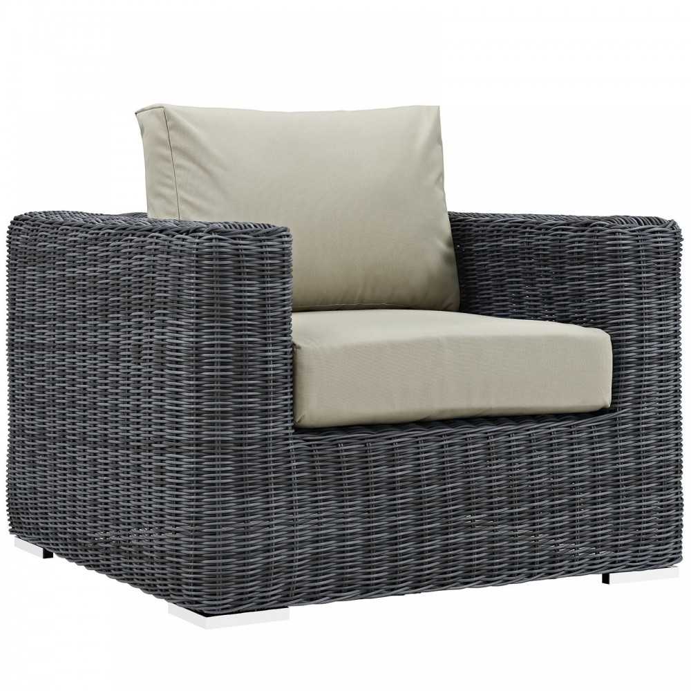 Summon Outdoor Patio Fabric Sunbrella Armchair, Canvas Antique Beige