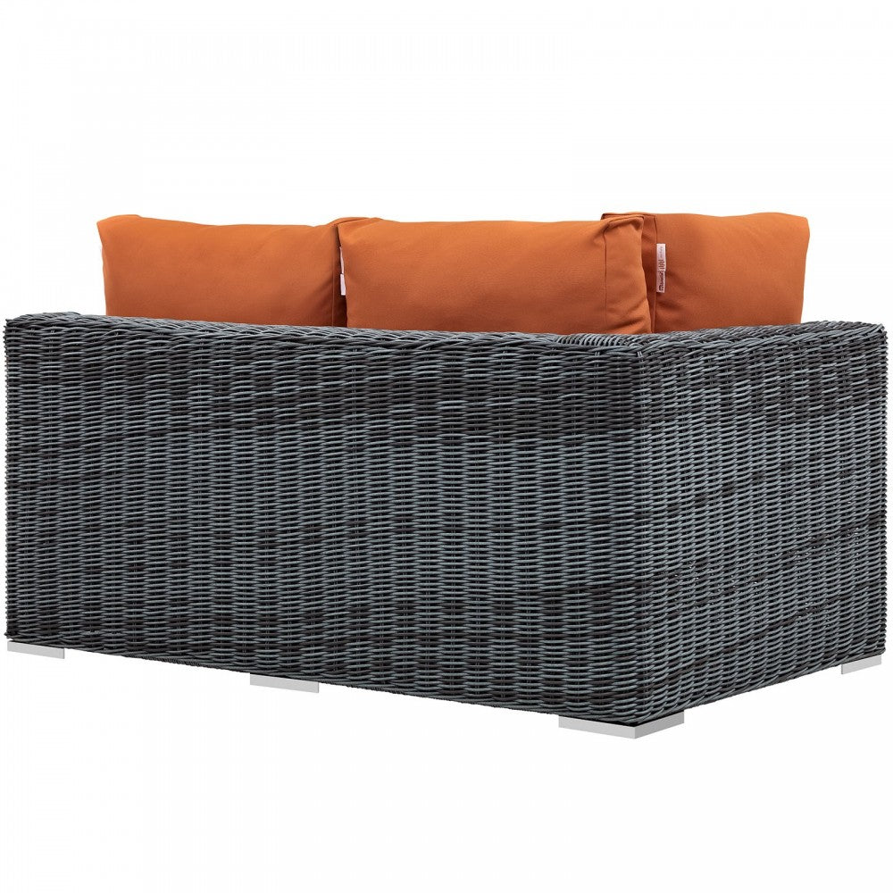Summon Outdoor Patio Sunbrella Left Arm Loveseat, Canvas Tuscan