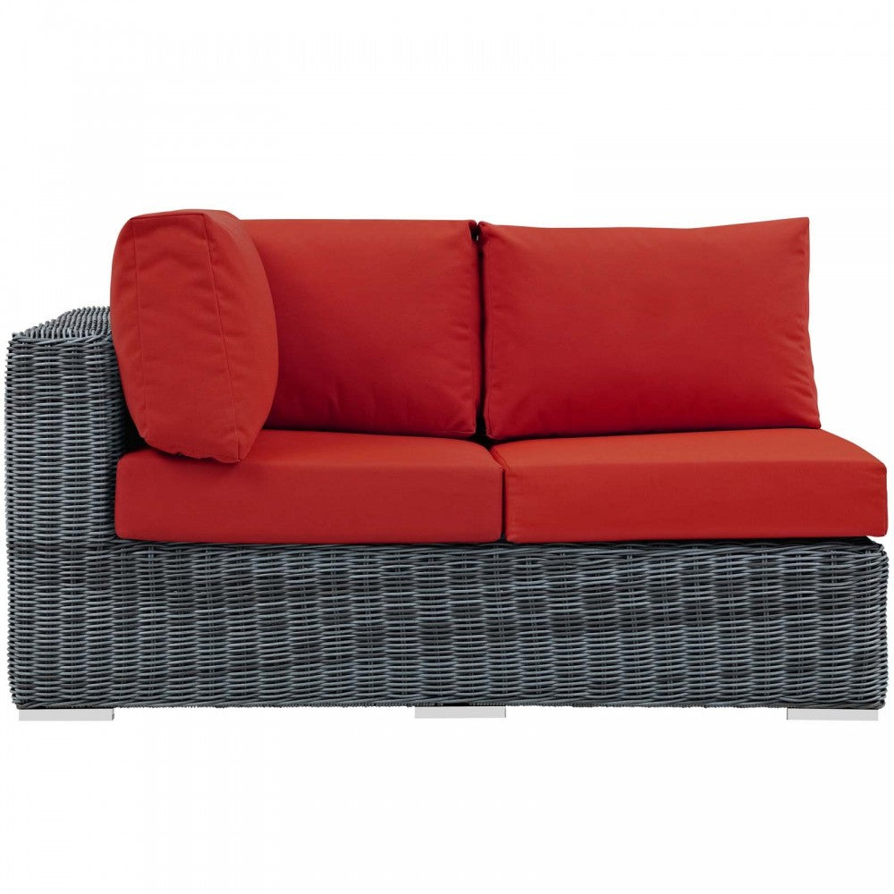 Summon Outdoor Patio Sunbrella Left Arm Loveseat, Canvas Red