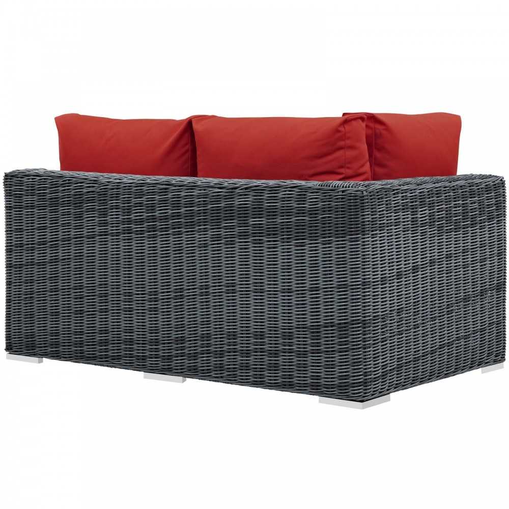 Summon Outdoor Patio Sunbrella Left Arm Loveseat, Canvas Red