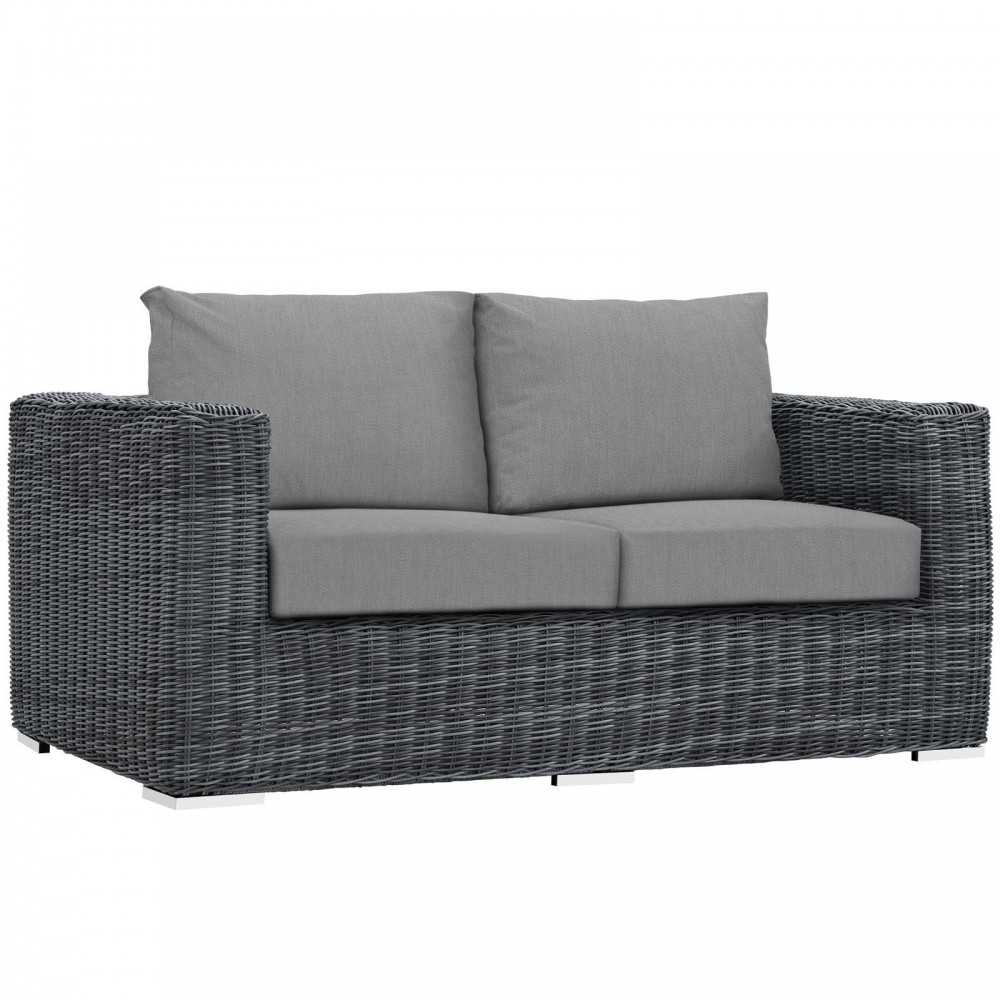 Summon Outdoor Patio Sunbrella Loveseat, Canvas Gray