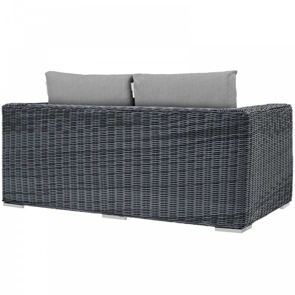 Summon Outdoor Patio Sunbrella Loveseat, Canvas Gray
