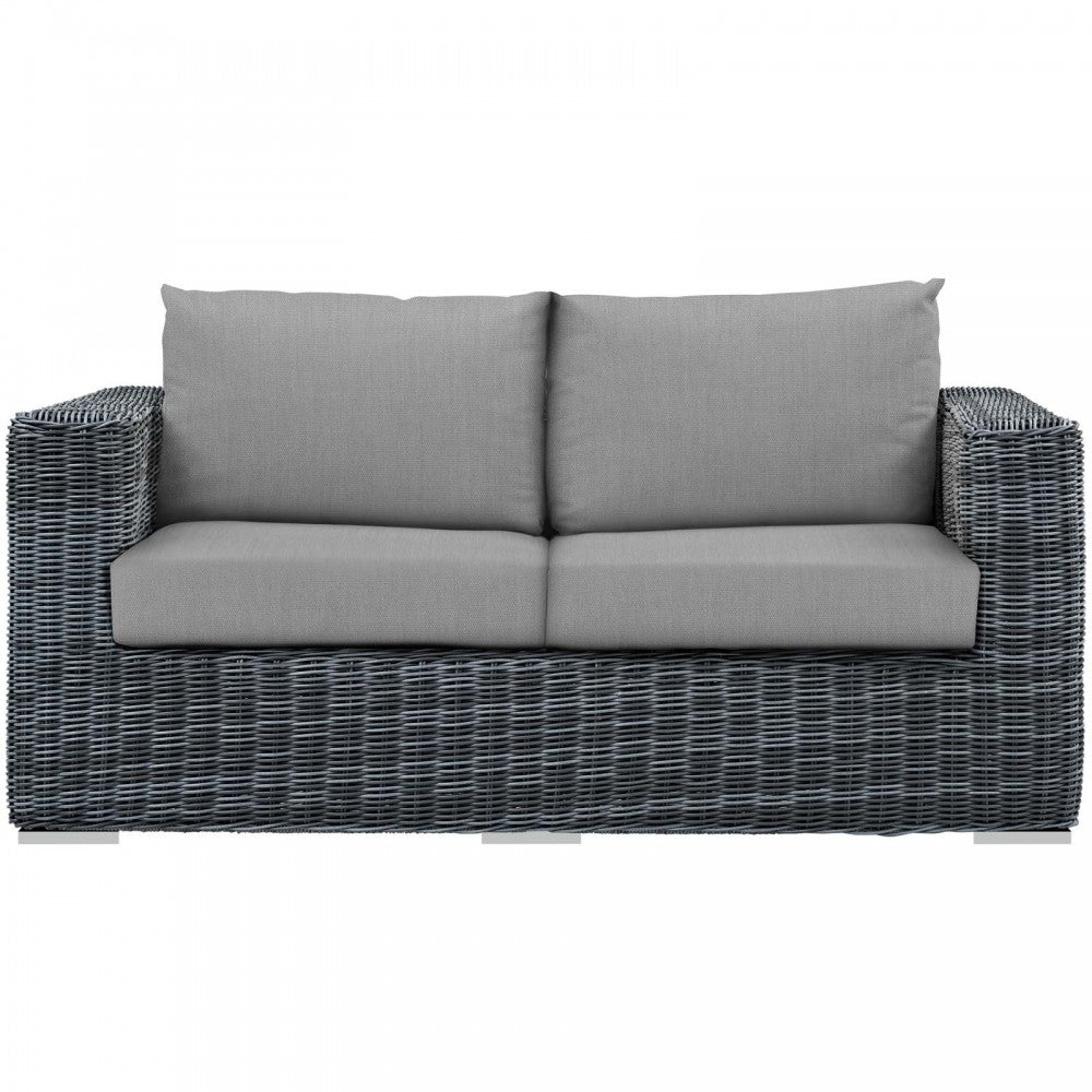 Summon Outdoor Patio Sunbrella Loveseat, Canvas Gray