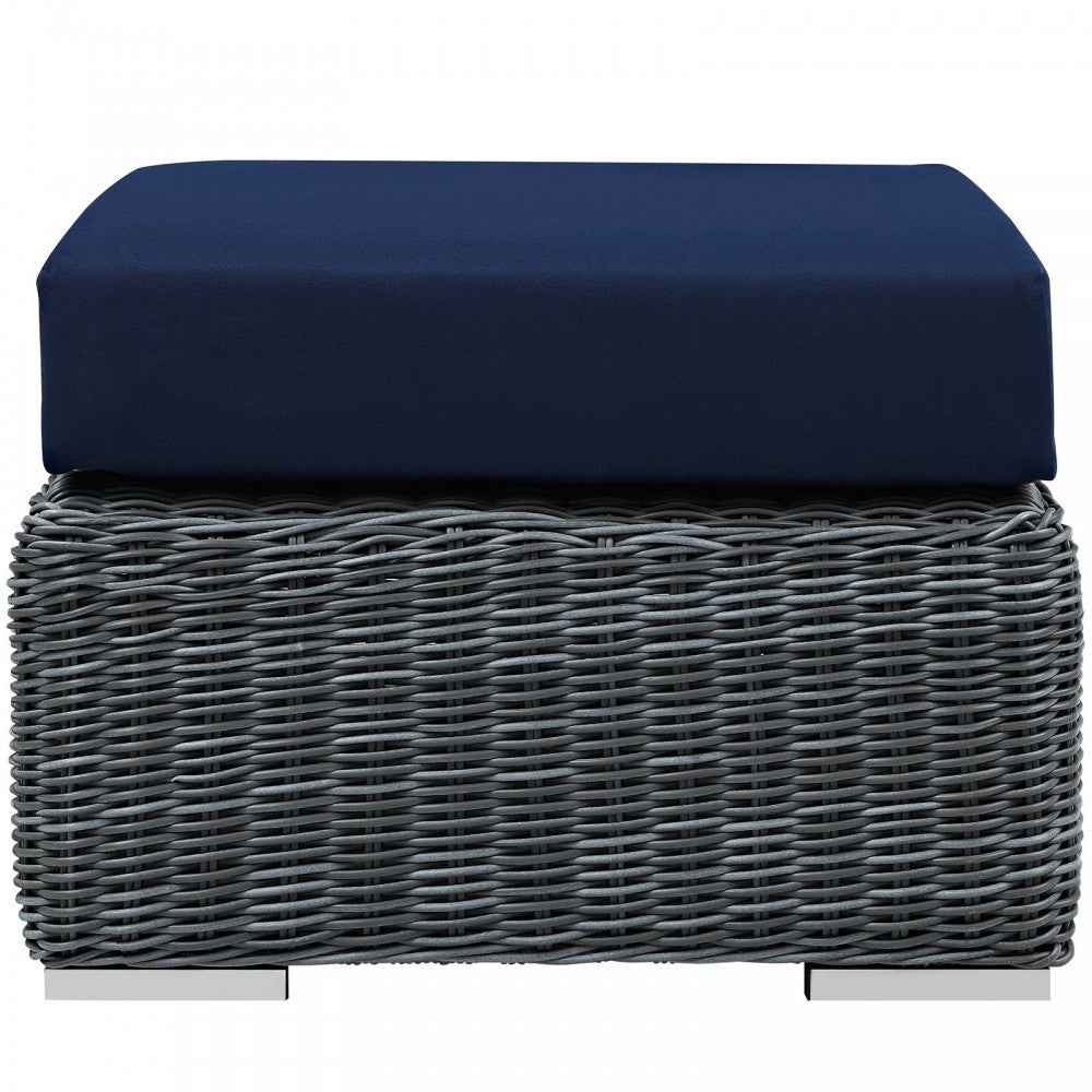 Summon Outdoor Patio Sunbrella Ottoman, Canvas Navy