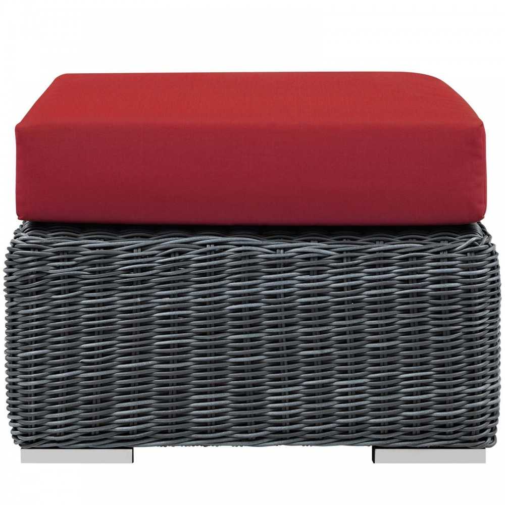 Summon Outdoor Patio Sunbrella Ottoman, Canvas Red