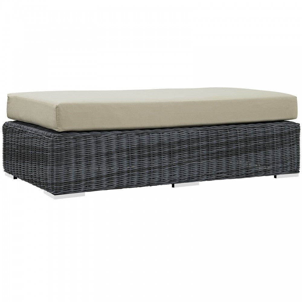 Summon Outdoor Patio Sunbrella Rectangle Ottoman, Canvas Antique Beige