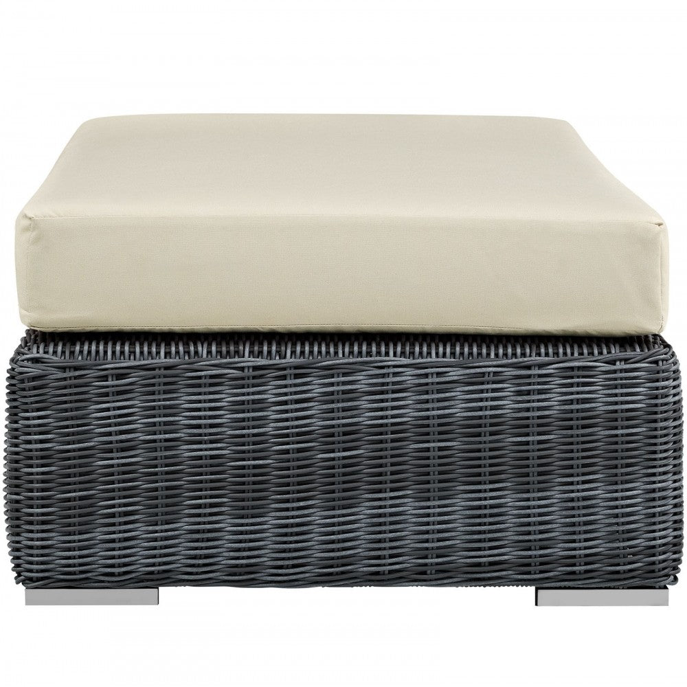 Summon Outdoor Patio Sunbrella Rectangle Ottoman, Canvas Antique Beige