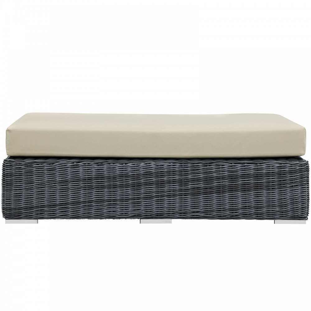 Summon Outdoor Patio Sunbrella Rectangle Ottoman, Canvas Antique Beige