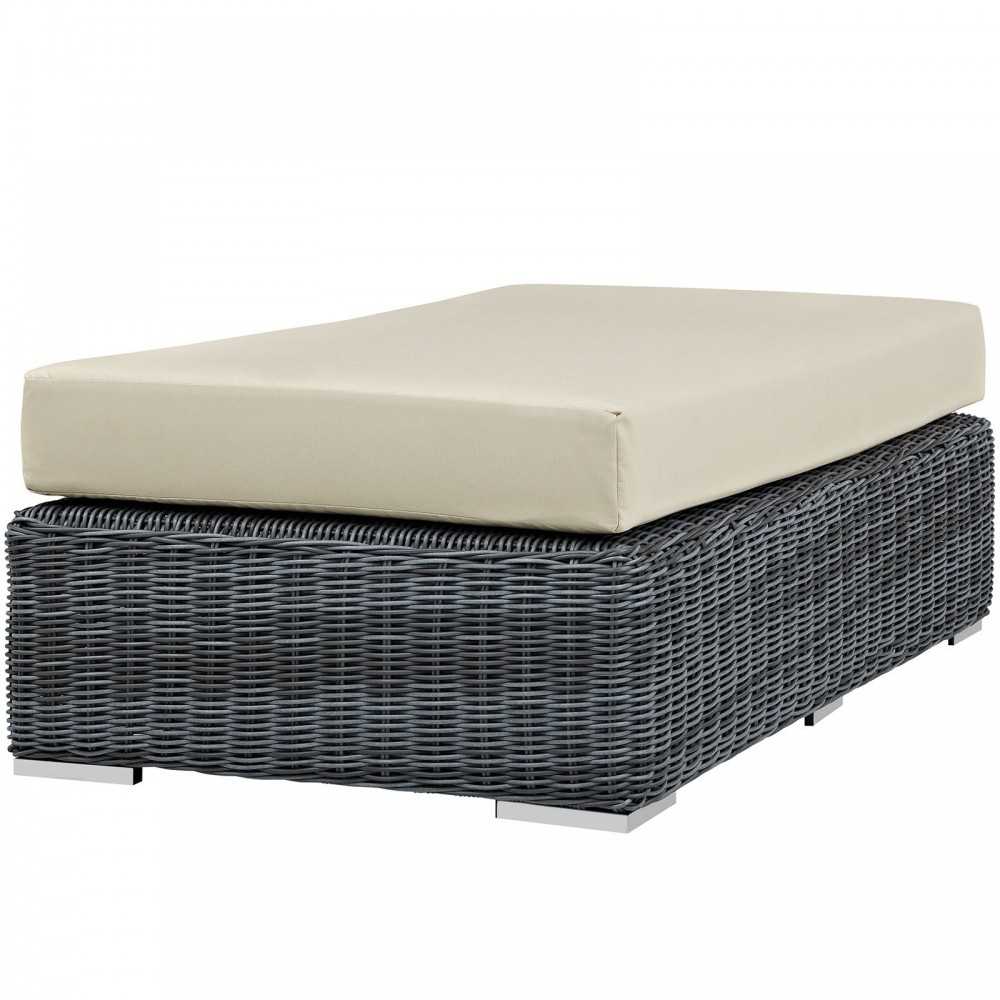 Summon Outdoor Patio Sunbrella Rectangle Ottoman, Canvas Antique Beige