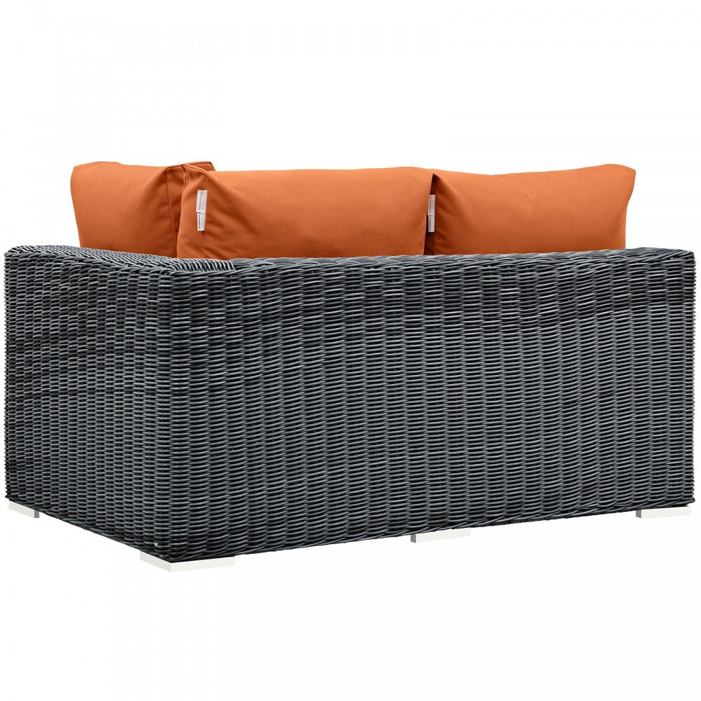 Summon Outdoor Patio Sunbrella Right Arm Loveseat, Canvas Tuscan