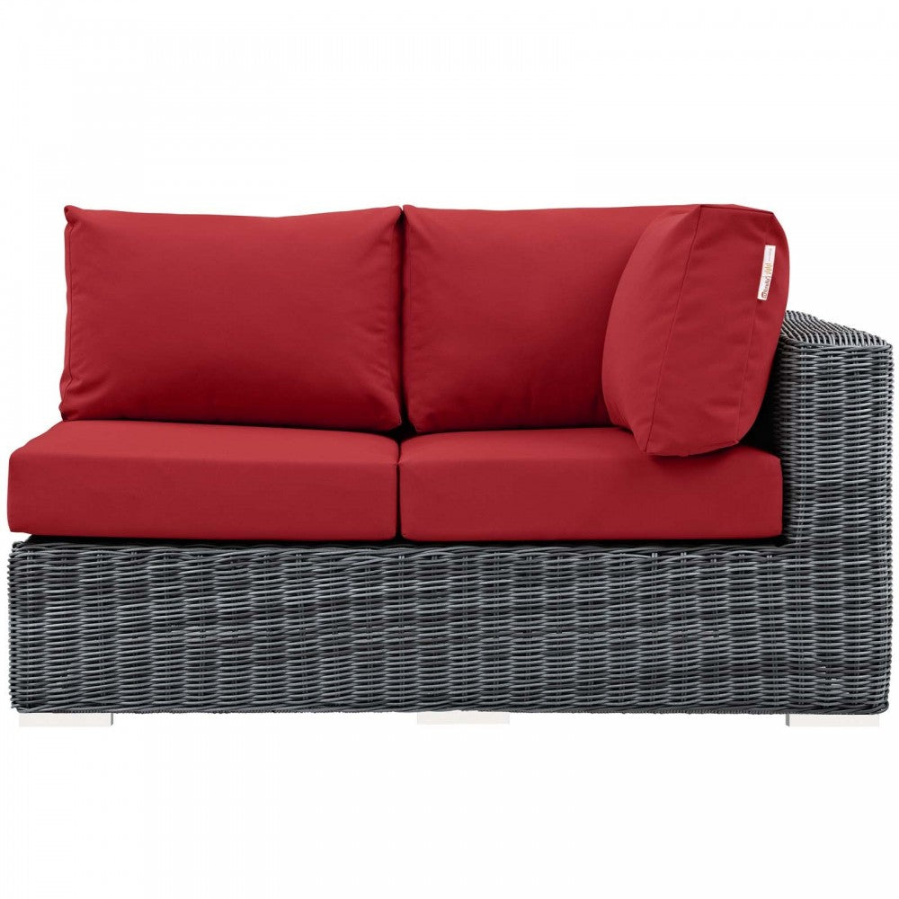 Summon Outdoor Patio Sunbrella Right Arm Loveseat, Canvas Red