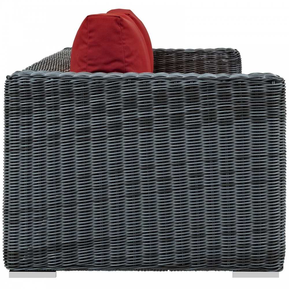 Summon Outdoor Patio Sunbrella Sofa, Canvas Red