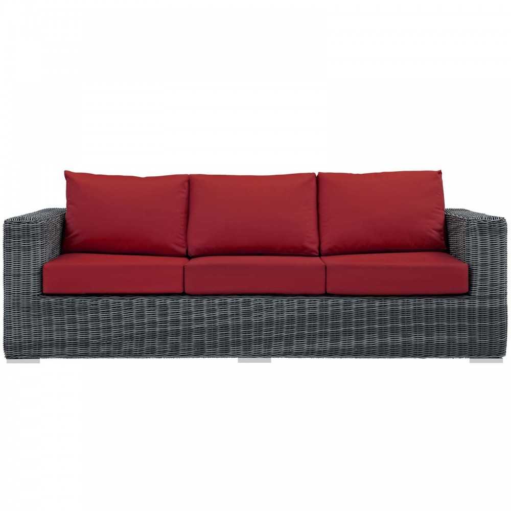 Summon Outdoor Patio Sunbrella Sofa, Canvas Red