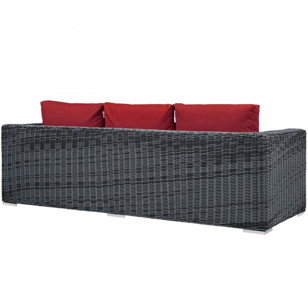 Summon Outdoor Patio Sunbrella Sofa, Canvas Red