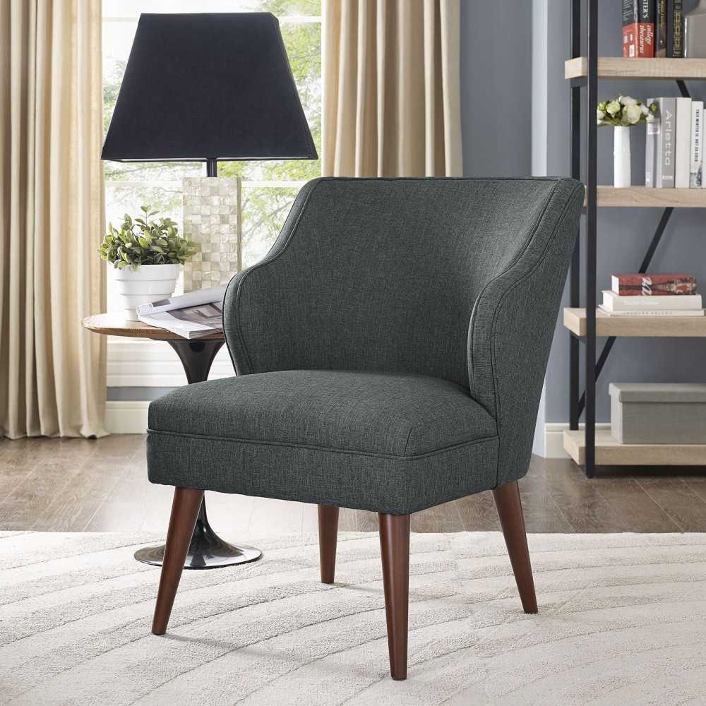 Swell Upholstered Fabric Armchair, Gray