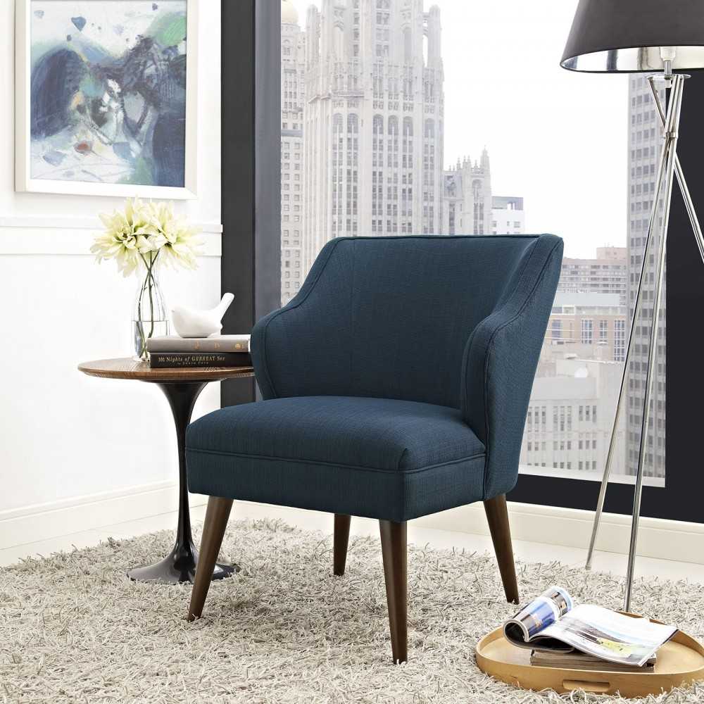Swell Upholstered Fabric Armchair, Azure