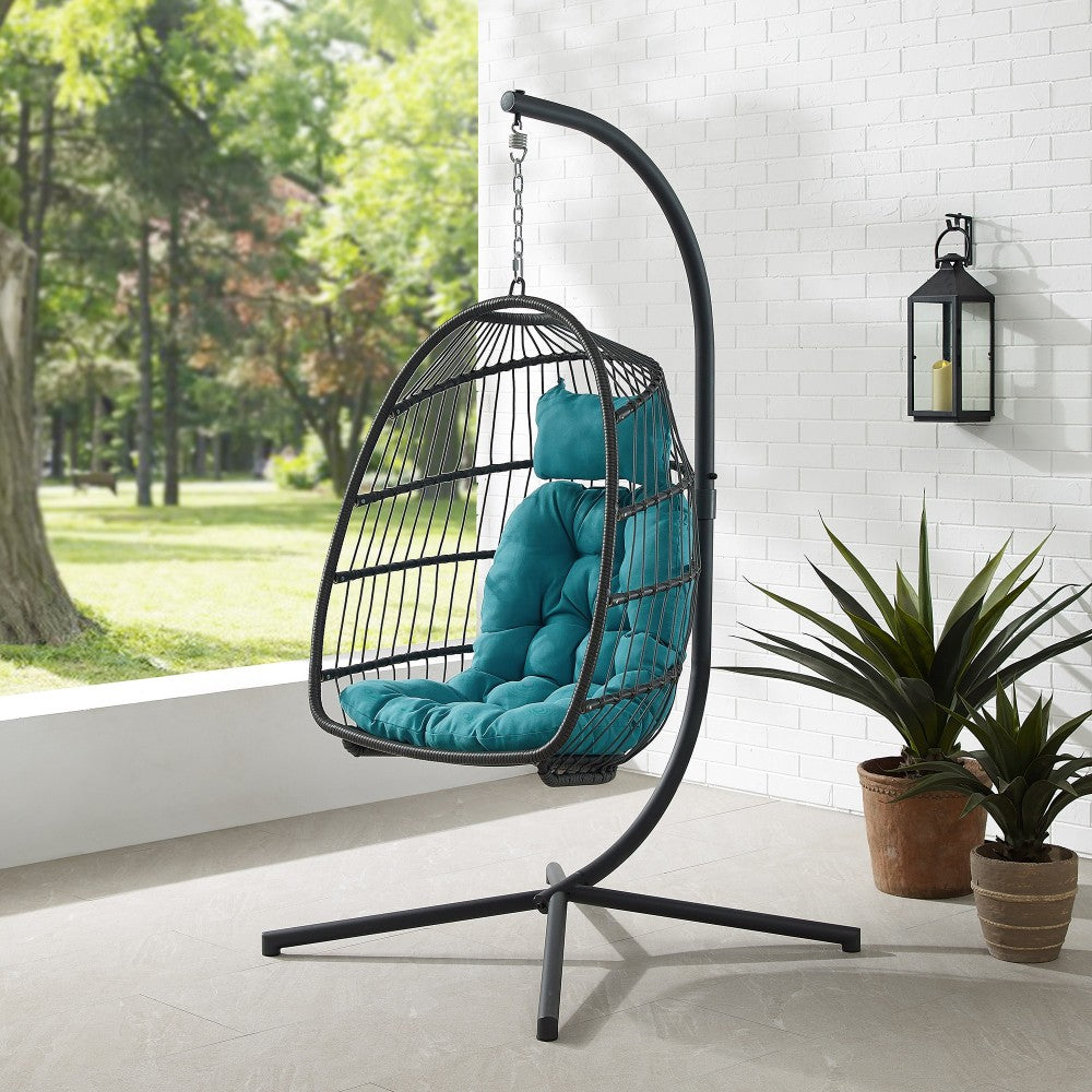 Swing Egg Chair with Stand - Gray/Teal