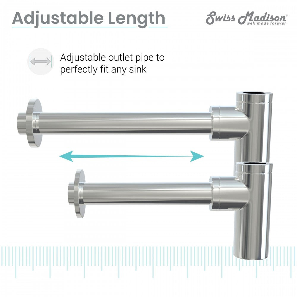 Swiss Madison Bottle Trap Drain, Chrome