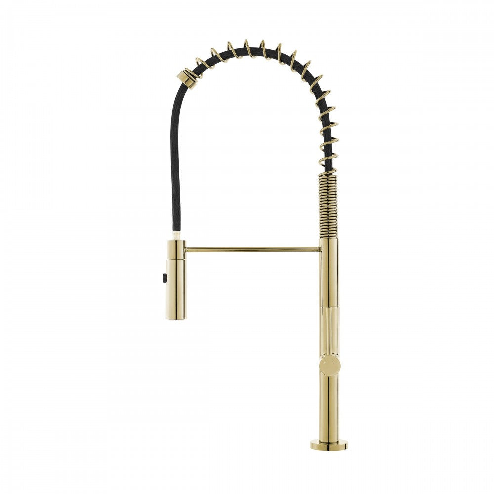 Swiss Madison Chalet Single Handle, Pull-Down Kitchen Faucet in Brushed Gold