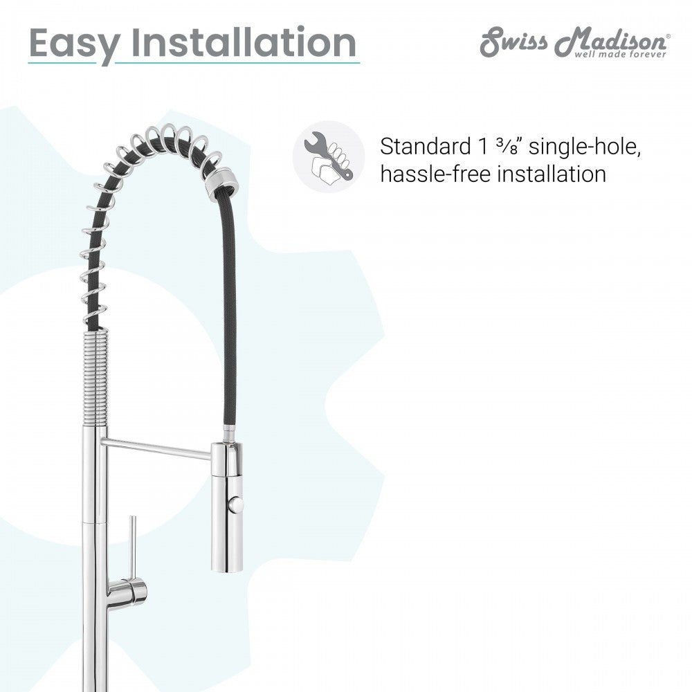 Swiss Madison Chalet Single Handle, Pull-Down Kitchen Faucet in Chrome