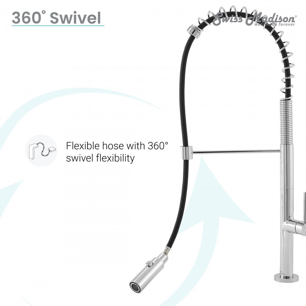 Swiss Madison Chalet Single Handle, Pull-Down Kitchen Faucet in Chrome