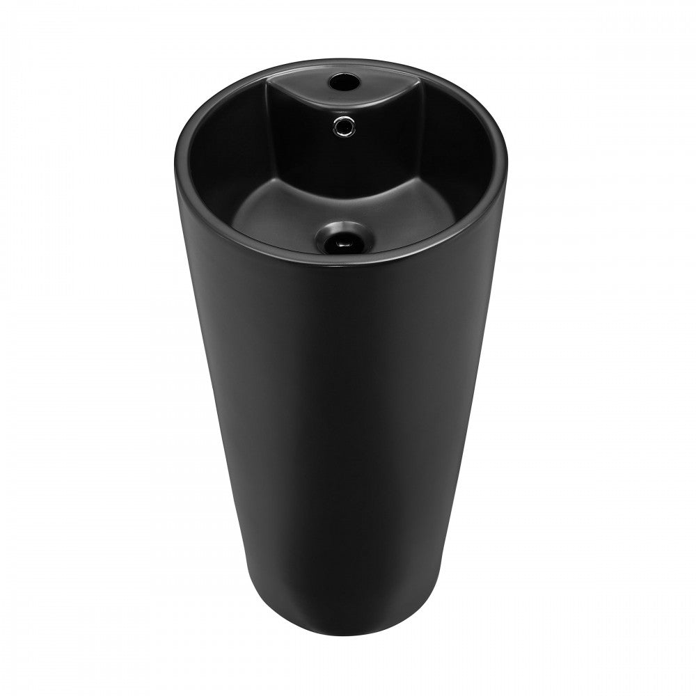Swiss Madison Monaco Circular Basin Pedestal Sink, Matte Black