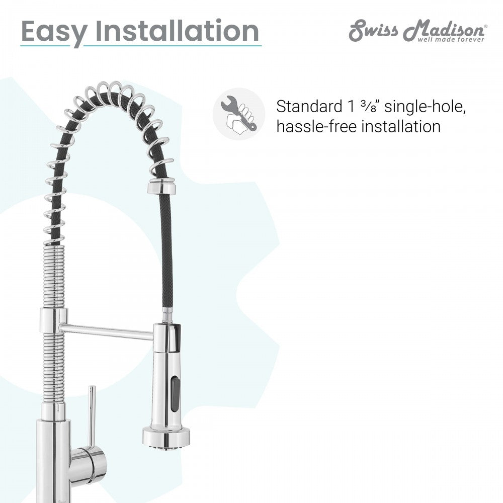 Swiss Madison Nouvet Single Handle, Pull-Down Kitchen Faucet in Chrome
