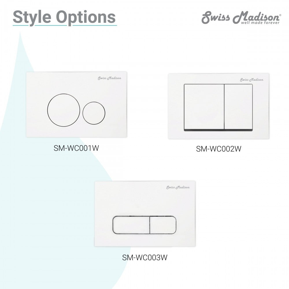 Swiss Madison Wall Mount Actuator Flush Push Button Plate, White