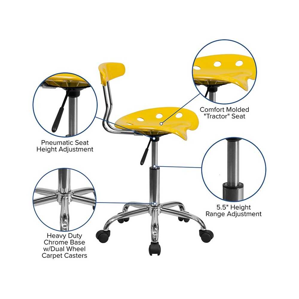 Swivel Task Chair | Adjustable Swivel Chair for Desk and Office with Tractor Seat