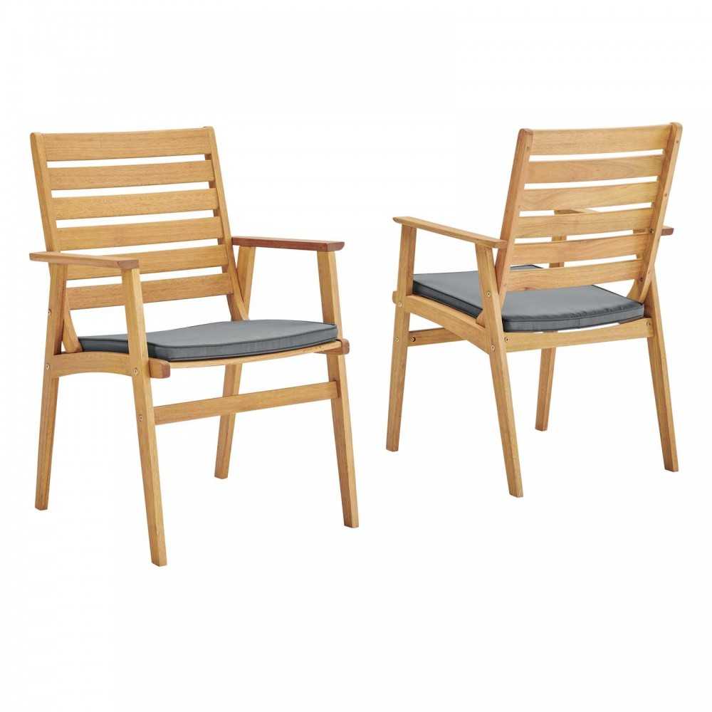 Syracuse Outdoor Patio Eucalyptus Wood Dining Chair Set of 2