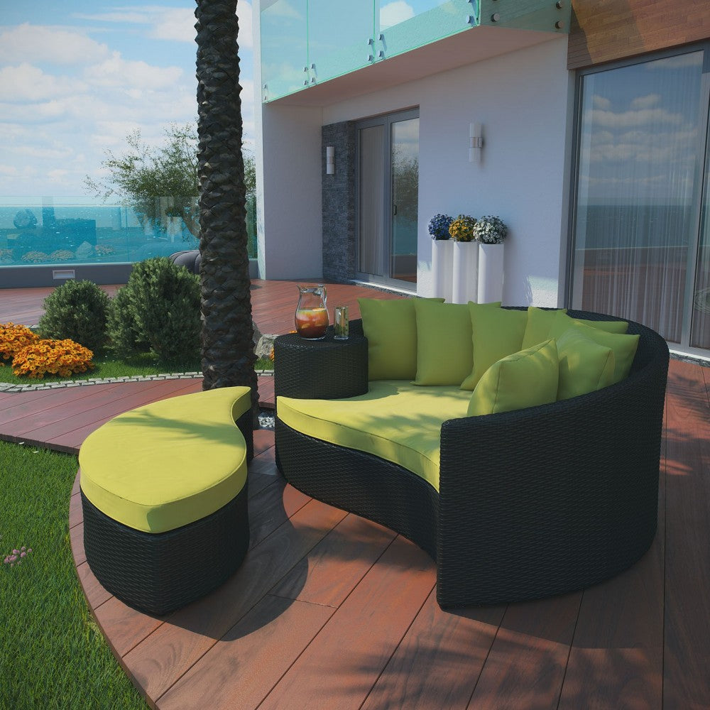 Taiji Outdoor Patio Wicker Daybed, Espresso Peridot