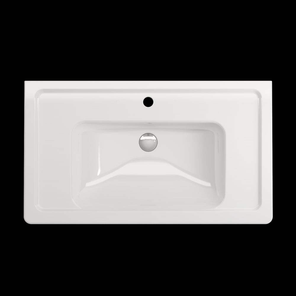 Taormina Wall-Mounted Sink Basin Fireclay 33.75 in 1-Hole with Overflow in White