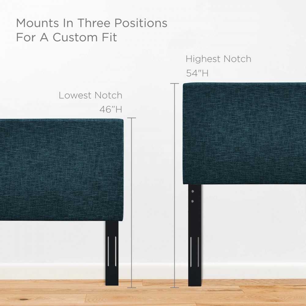 Taylor King and California King Upholstered Linen Fabric Headboard, Azure