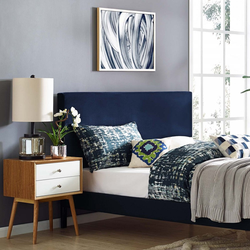 Taylor King and California King Upholstered Performance Velvet Headboard, Midnight Blue