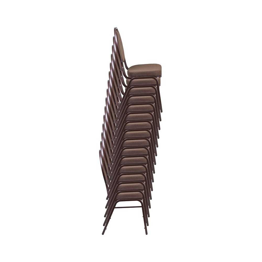 Teardrop Back Stacking Banquet Chair in Burgundy Patterned Fabric - Gold Frame