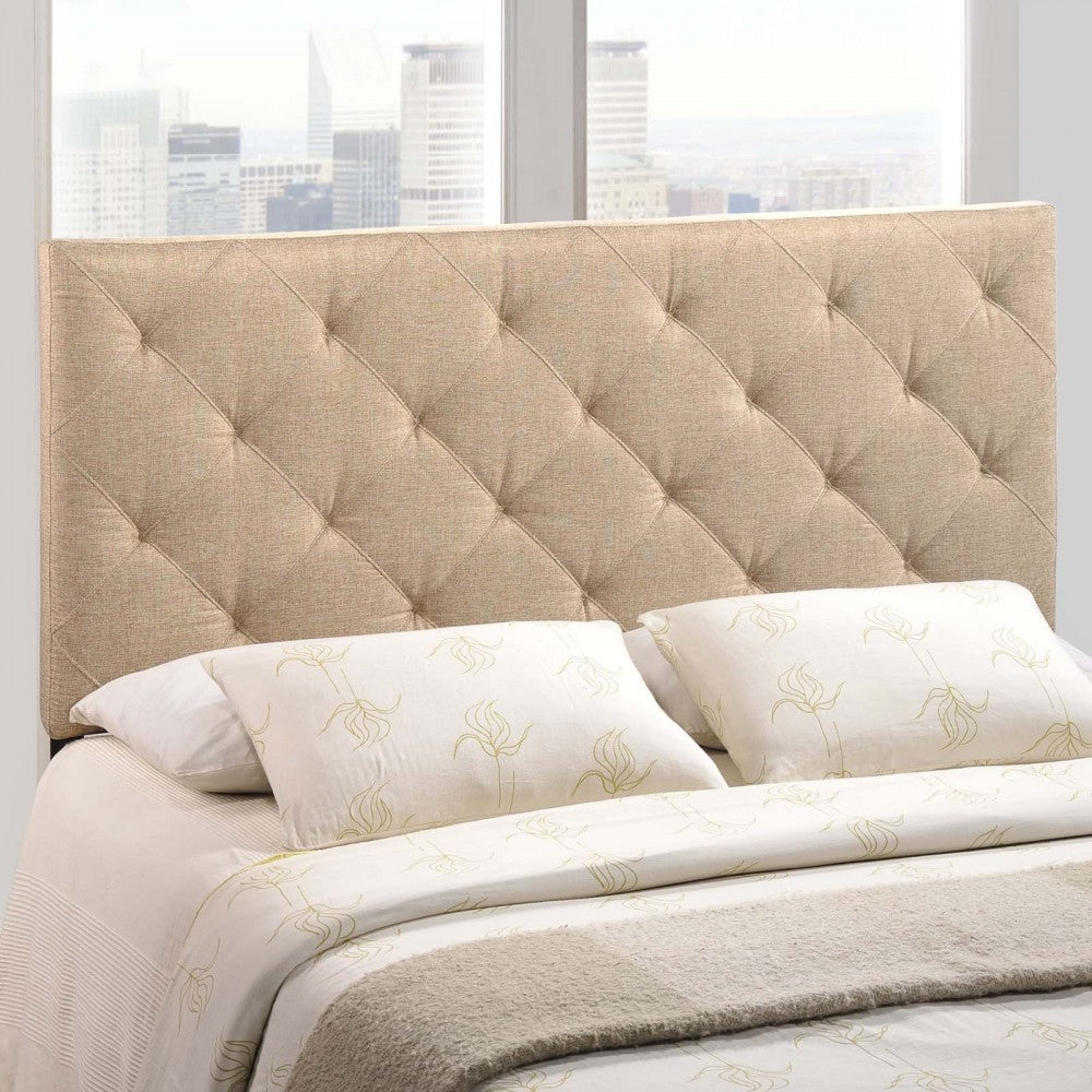 Theodore Queen Upholstered Fabric Headboard, Beige