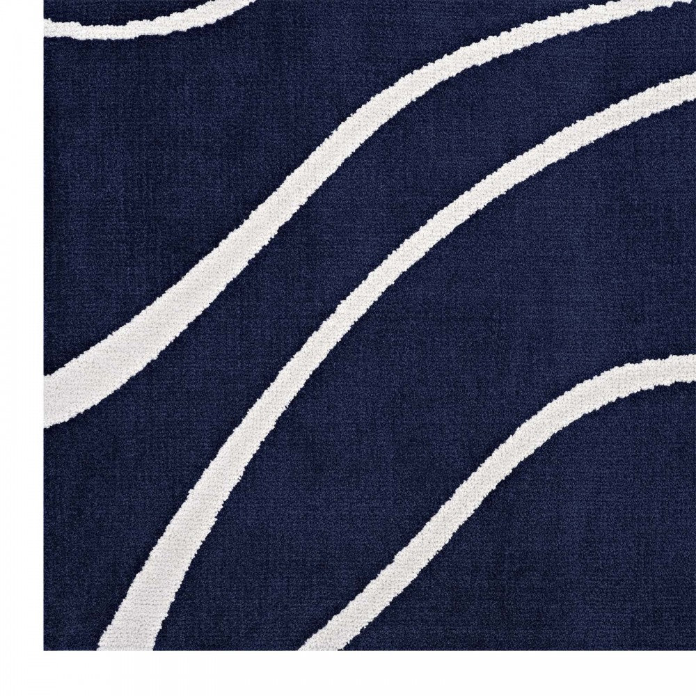 Therese Abstract Swirl 5x8 Area Rug, Navy and Ivory